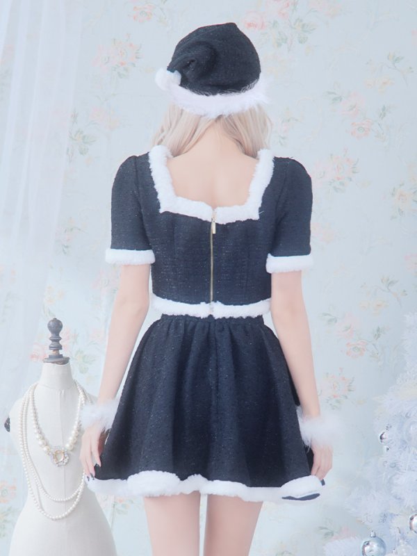 画像40: 【即日発送！】【サンタコス 5点セット】【XS-Lサイズ/2カラー】ラメツイードセットアップサンタ[YMT] (40)