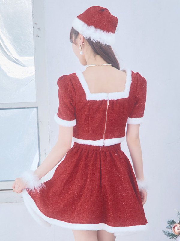 画像23: 【即日発送！】【サンタコス 5点セット】【XS-Lサイズ/2カラー】ラメツイードセットアップサンタ[YMT] (23)