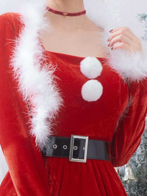 画像12: 【即日発送！】【サンタコス 5点セット】【S-XLサイズ/1カラー】ジャケット付きフレアサンタ[OF01] (12)