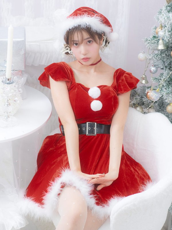 画像8: 【即日発送！】【サンタコス 5点セット】【S-XLサイズ/1カラー】ジャケット付きフレアサンタ[OF01] (8)