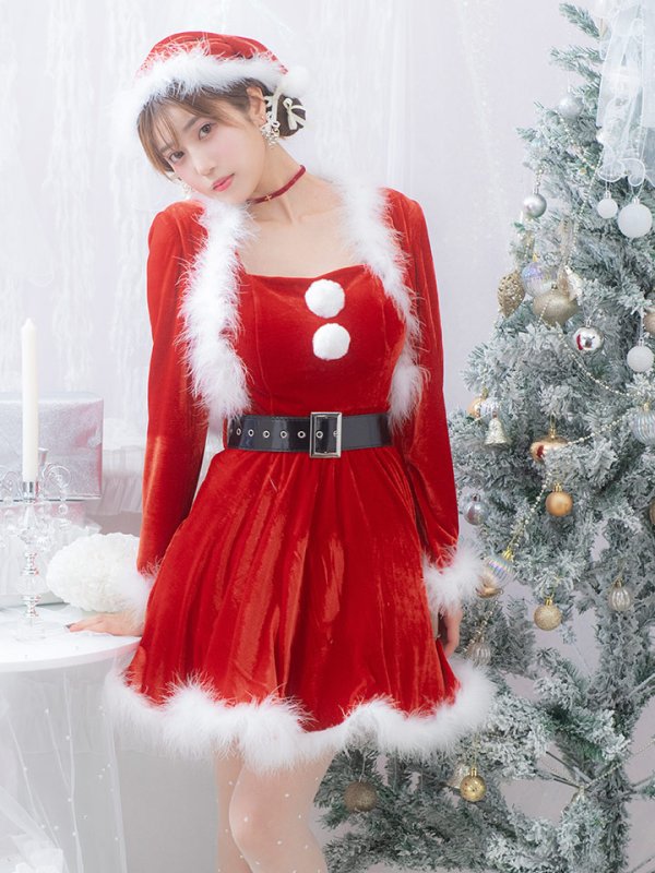 画像9: 【即日発送！】【サンタコス 5点セット】【S-XLサイズ/1カラー】ジャケット付きフレアサンタ[OF01] (9)