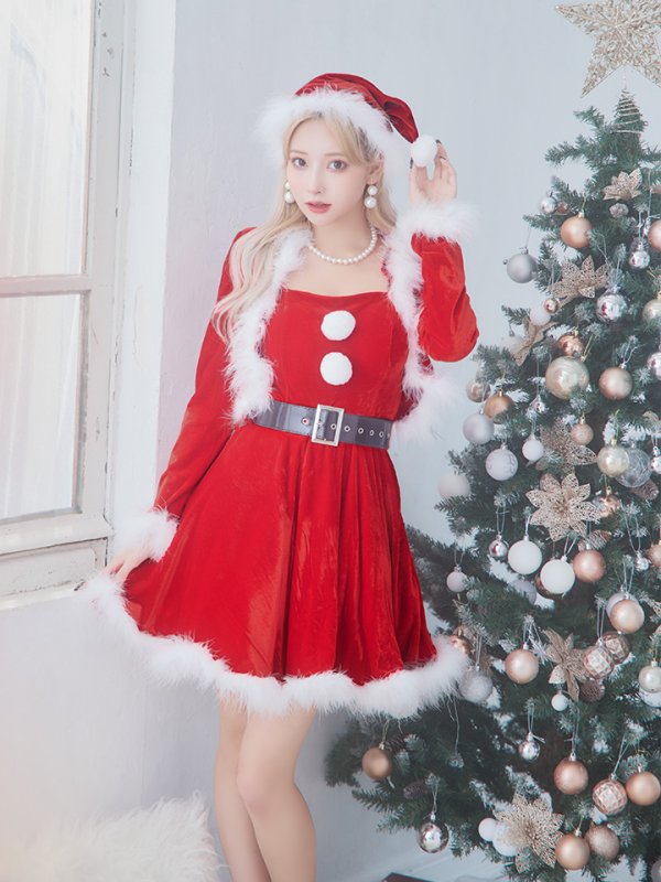 画像2: SALE!【サンタコス 5点セット】【S-XLサイズ/1カラー】ジャケット付きフレアサンタ[YMT] (2)