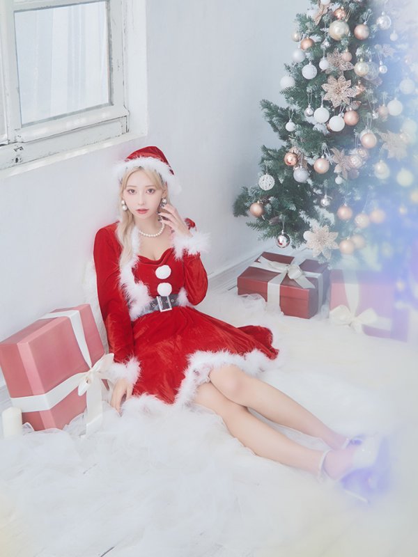 画像3: SALE!【サンタコス 5点セット】【S-XLサイズ/1カラー】ジャケット付きフレアサンタ[YMT] (3)