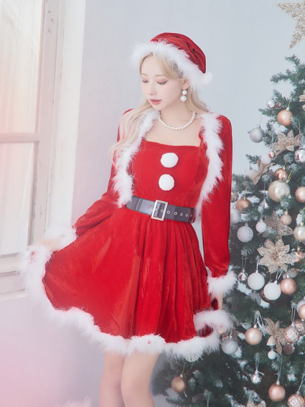 画像4: SALE!【サンタコス 5点セット】【S-XLサイズ/1カラー】ジャケット付きフレアサンタ[YMT] (4)