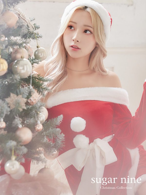 画像3: SALE!【サンタコス 4点セット】オフショルダーロングスリーブサンタコスプレ[YMT] (3)