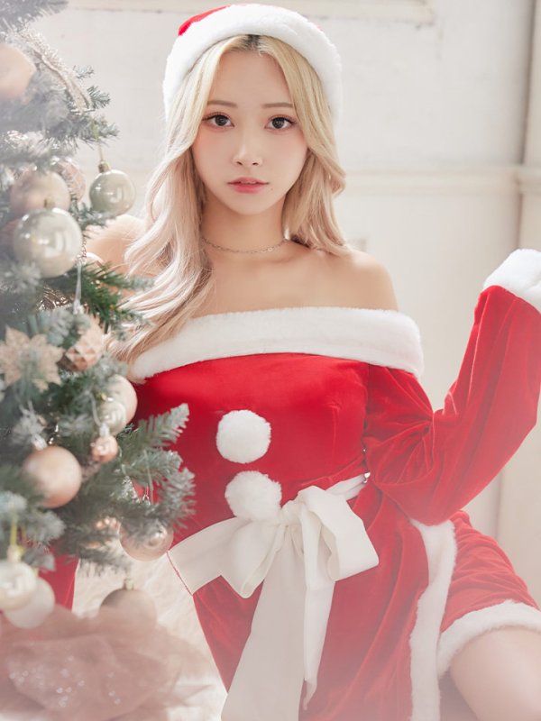画像7: SALE!【サンタコス 4点セット】オフショルダーロングスリーブサンタコスプレ[YMT] (7)