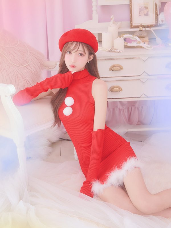 画像12: 【即日発送!】【サンタコス 4点セット】【S-Lサイズ/1カラー】ワンピースドレスサンタ[YMT] (12)