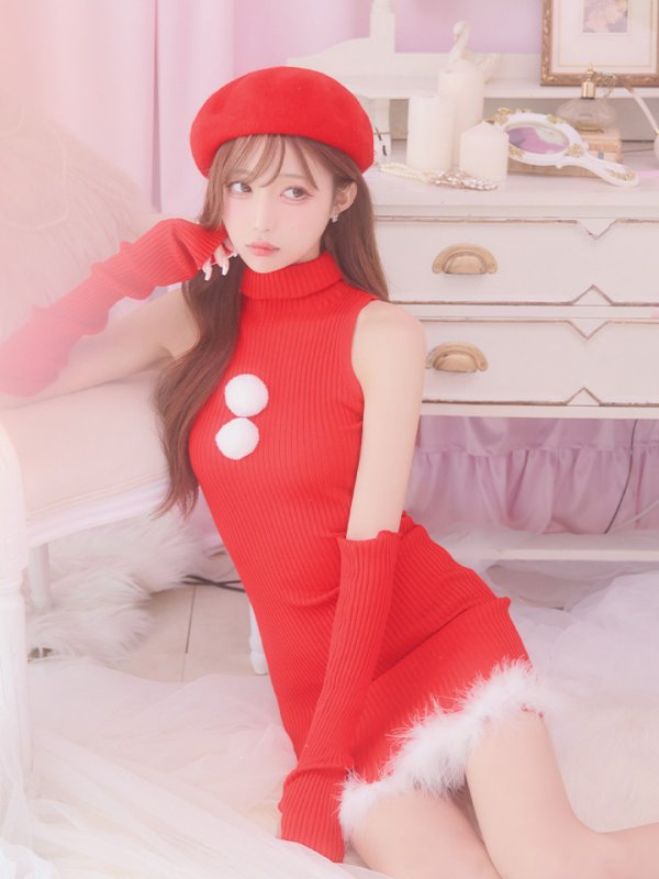 画像14: 【即日発送!】【サンタコス 4点セット】【S-Lサイズ/1カラー】ワンピースドレスサンタ[YMT] (14)