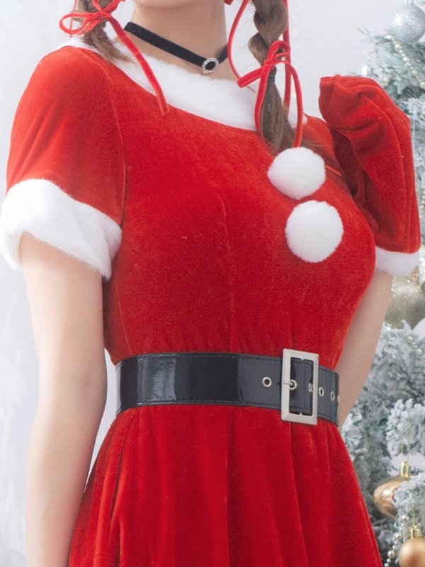 画像9: 【一部予約 / 11月上旬発送予定】【サンタコス 5点セット】【S-Lサイズ/2カラー】シンプルフレアサンタ[YMT] (9)