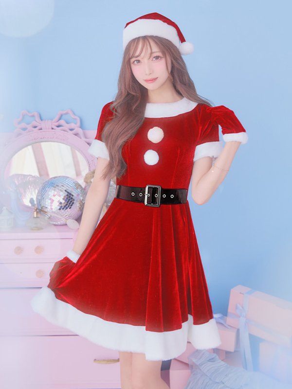 画像3: 【即日発送】【サンタコス 5点セット】【S-Lサイズ/2カラー】シンプルフレアサンタ[OF01] (3)