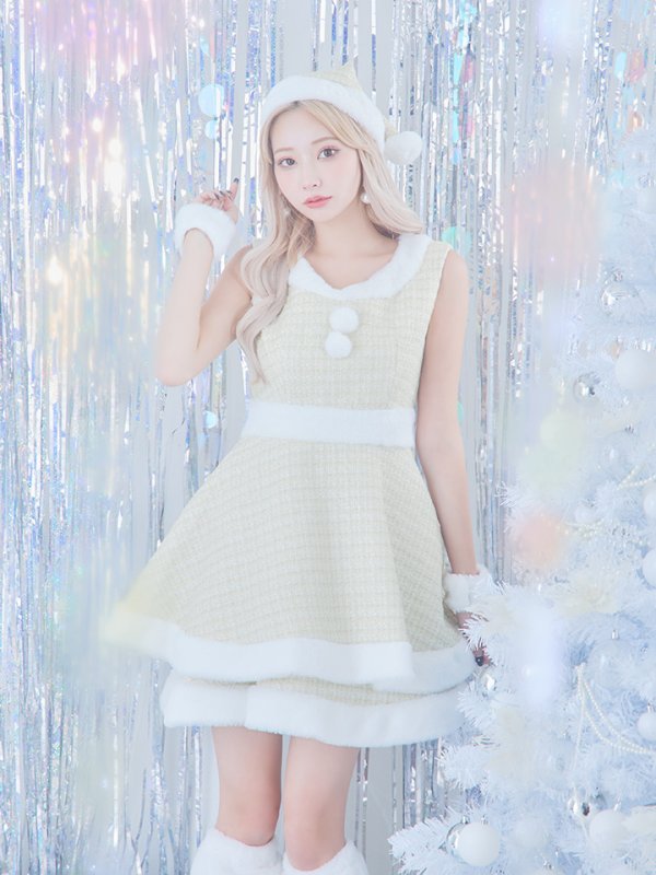 画像4: 即日発送!【サンタコス 5点セット】【S-Lサイズ/3カラー】ツイードチェック2段フレアスカートサンタコスプレ[YMT] (4)