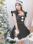 画像8: SALE!【サンタコス 4点セット】【S-Lサイズ/2カラー】チェーンモチーフフロントジップツイードフレアサンタコスプレ[YMT] (8)