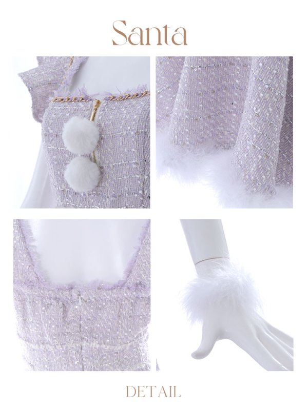画像41: SALE!【サンタコス 4点セット】【S-Lサイズ/2カラー】チェーンモチーフフロントジップツイードフレアサンタコスプレ[YMT] (41)