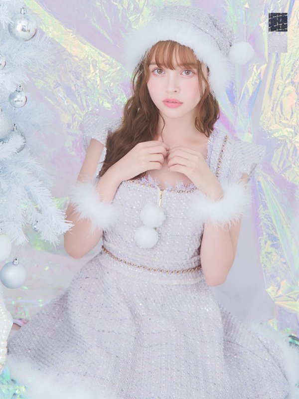 画像19: SALE!【サンタコス 4点セット】【S-Lサイズ/2カラー】チェーンモチーフフロントジップツイードフレアサンタコスプレ[YMT] (19)