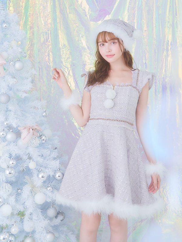 画像21: SALE!【サンタコス 4点セット】【S-Lサイズ/2カラー】チェーンモチーフフロントジップツイードフレアサンタコスプレ[YMT] (21)