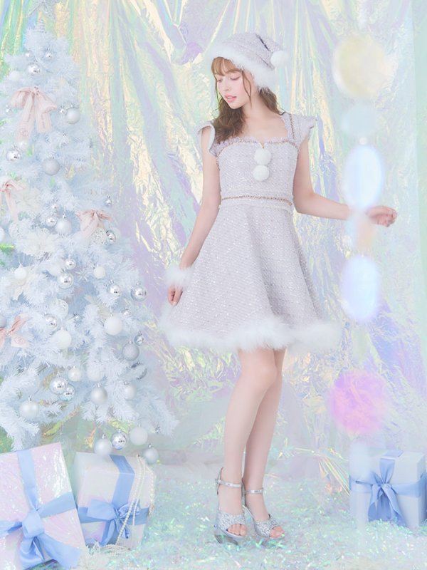 画像22: SALE!【サンタコス 4点セット】【S-Lサイズ/2カラー】チェーンモチーフフロントジップツイードフレアサンタコスプレ[YMT] (22)