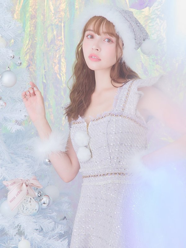 画像27: SALE!【サンタコス 4点セット】【S-Lサイズ/2カラー】チェーンモチーフフロントジップツイードフレアサンタコスプレ[YMT] (27)