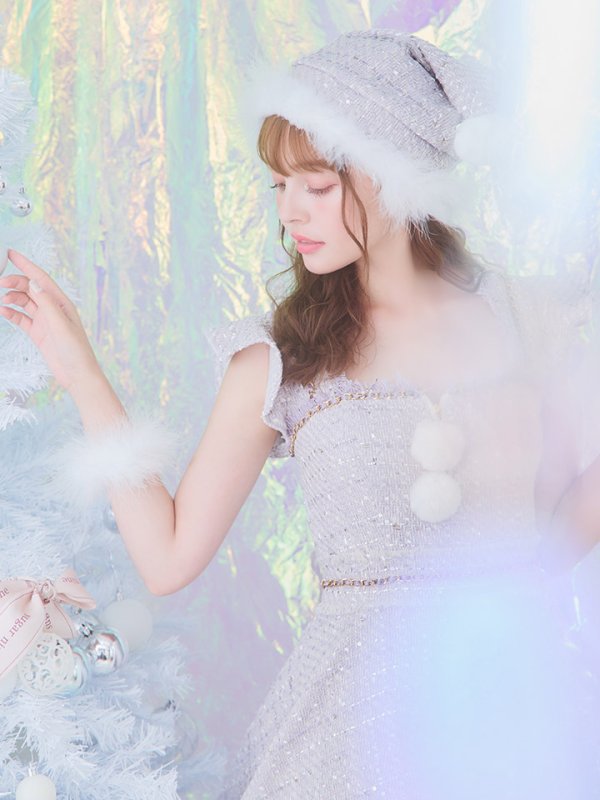 画像28: SALE!【サンタコス 4点セット】【S-Lサイズ/2カラー】チェーンモチーフフロントジップツイードフレアサンタコスプレ[YMT] (28)