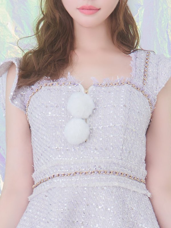 画像33: SALE!【サンタコス 4点セット】【S-Lサイズ/2カラー】チェーンモチーフフロントジップツイードフレアサンタコスプレ[YMT] (33)