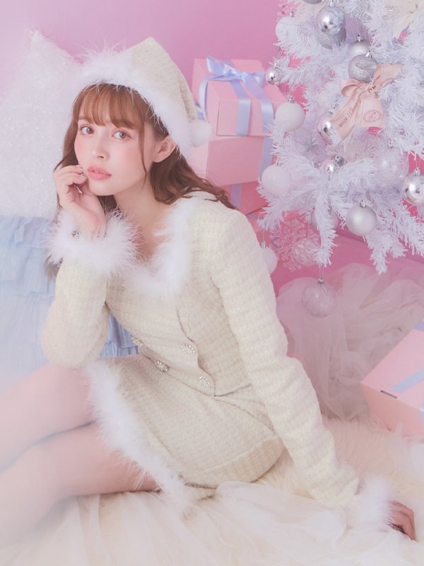 画像13: SALE!【サンタコス 3点セット】【XS-Lサイズ/2カラー】ロングスリーブツイードサンタコスプレ[YMT] (13)