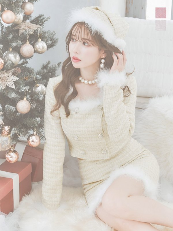 画像3: SALE!【サンタコス 3点セット】【XS-Lサイズ/2カラー】ロングスリーブツイードサンタコスプレ[OF01] (3)