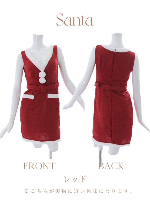 画像32: SALE!【サンタコス 5点セット】【XS-Lサイズ/1カラー】ラメツイードサンタコスプレ[YMT] (32)