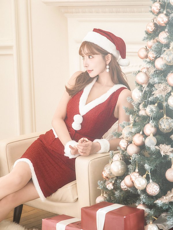 画像27: SALE!【サンタコス 5点セット】【XS-Lサイズ/1カラー】ラメツイードサンタコスプレ[YMT] (27)