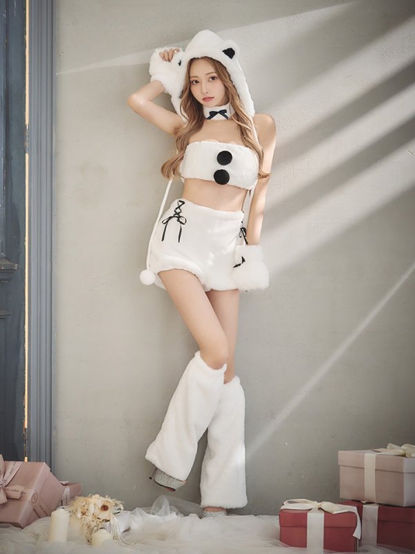 画像9: 【即日発送！】【サンタコス8点セット】【Fサイズ】もこもこシロクマセットアップ[YMT] (9)