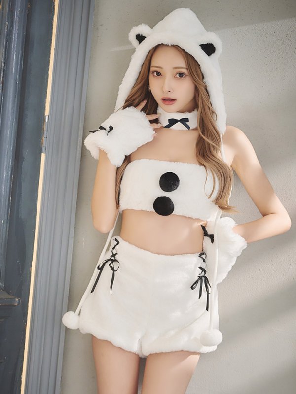 画像12: 【即日発送！】【サンタコス8点セット】【Fサイズ】もこもこシロクマセットアップ[YMT] (12)