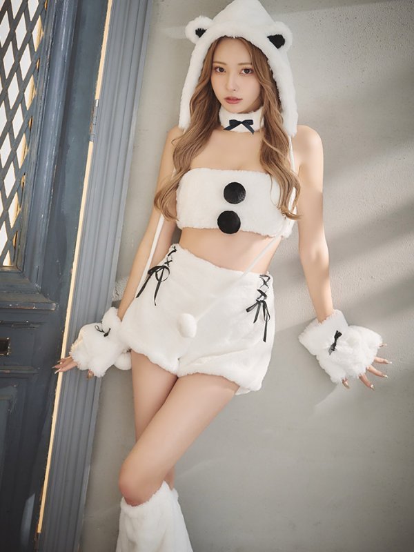 画像13: 【即日発送！】【サンタコス8点セット】【Fサイズ】もこもこシロクマセットアップ[YMT] (13)