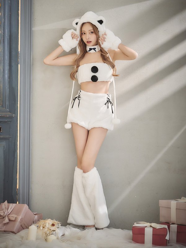 画像14: 【即日発送！】【サンタコス8点セット】【Fサイズ】もこもこシロクマセットアップ[YMT] (14)