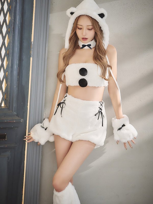 画像15: 【即日発送！】【サンタコス8点セット】【Fサイズ】もこもこシロクマセットアップ[YMT] (15)