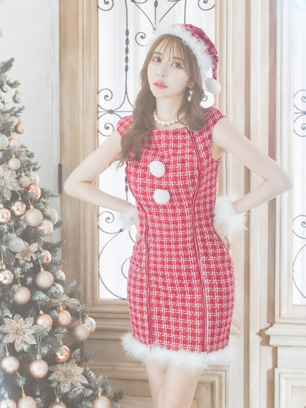 画像2: SALE!【サンタコス 4点セット】【S-Lサイズ/1カラー】ワンピースドレスサンタ[OF01] (2)