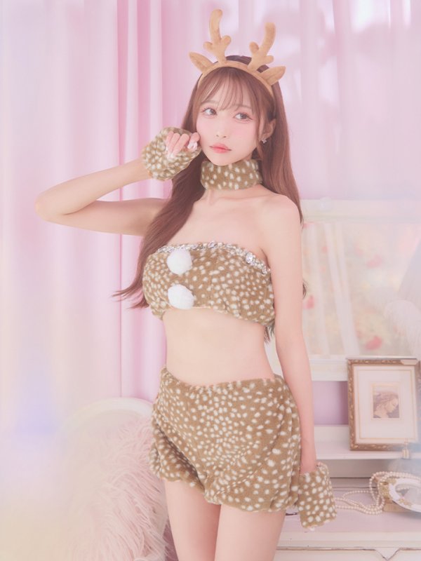 画像4: 【即日発送！】【サンタコス 7点セット】【フリーサイズ/1カラー】モコモコトナカイコスプレ[YMT] (4)