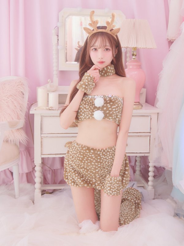 画像8: 【即日発送！】【サンタコス 7点セット】【フリーサイズ/1カラー】モコモコトナカイコスプレ[YMT] (8)