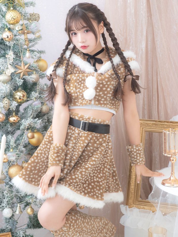 画像2: 【即日発送！】【サンタコス 6点セット】【S-Lサイズ/1カラー】セットアップフレアサンタ[YMT] (2)