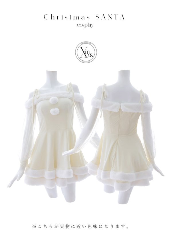 画像17: 【サンタSALE!!】【即日発送】【サンタコス 3点セット】【XS-XLサイズ/1カラー】オフショルダーシアーチュールフレアサンタコスプレ[HC02] (17)