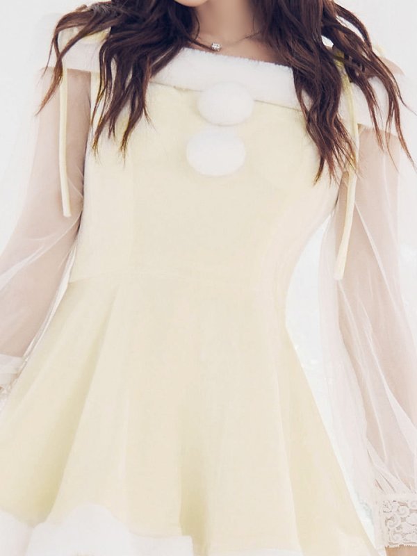 画像22: 【即日発送】【サンタコス 3点セット】【XS-XLサイズ/1カラー】オフショルダーシアーチュールフレアサンタコスプレ[YMT] (22)