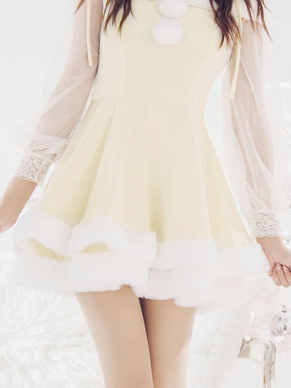 画像23: 【即日発送】【サンタコス 3点セット】【XS-XLサイズ/1カラー】オフショルダーシアーチュールフレアサンタコスプレ[YMT] (23)