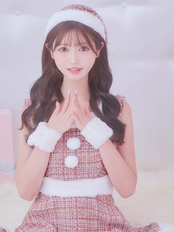 画像8: 即日発送!【サンタコス 5点セット】【S-Lサイズ/3カラー】ツイードチェック2段フレアスカートサンタコスプレ[YMT] (8)