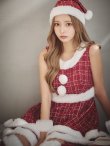 画像7: 即日発送!【サンタコス 5点セット】【S-Lサイズ/3カラー】ツイードチェック2段フレアスカートサンタコスプレ[YMT] (7)