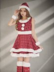 画像13: 即日発送!【サンタコス 5点セット】【S-Lサイズ/3カラー】ツイードチェック2段フレアスカートサンタコスプレ[YMT] (13)