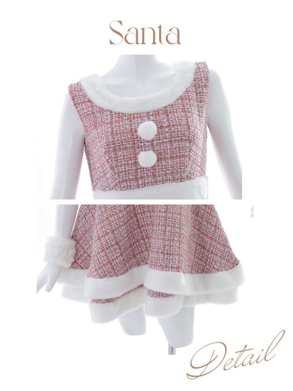 画像43: 即日発送!【サンタコス 5点セット】【S-Lサイズ/3カラー】ツイードチェック2段フレアスカートサンタコスプレ[YMT] (43)