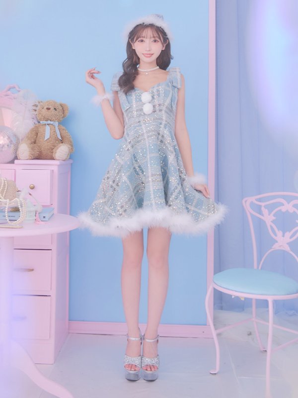 画像5: 即日発送!【サンタコス 4点セット】【S-Lサイズ/1カラー】フレアツイードサンタ[YMT] (5)