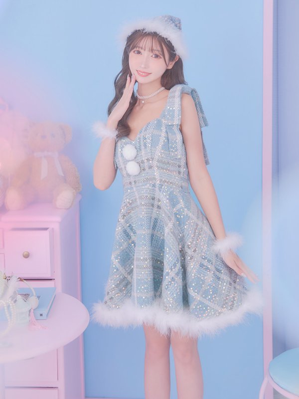 画像10: 即日発送!【サンタコス 4点セット】【S-Lサイズ/1カラー】フレアツイードサンタ[YMT] (10)