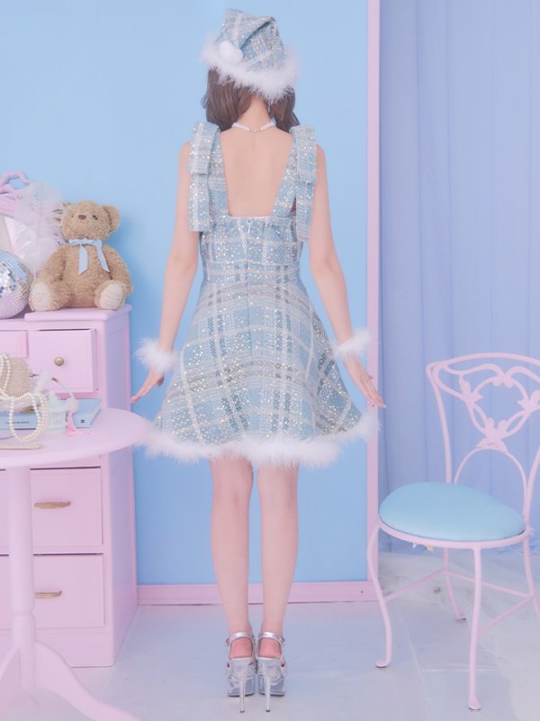 画像16: 即日発送!【サンタコス 4点セット】【S-Lサイズ/1カラー】フレアツイードサンタ[YMT] (16)