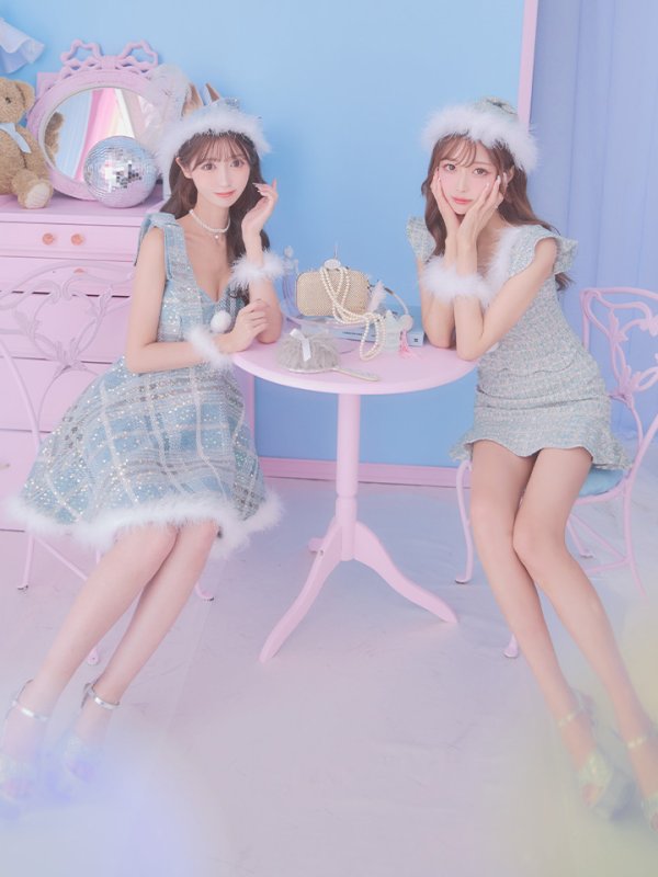 画像3: 【即日発送】【サンタコス4点セット】【S-Lサイズ/1カラー】フレアツイードサンタ[YMT] (3)