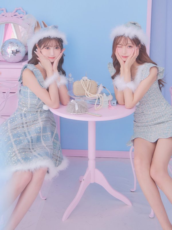 画像2: 【即日発送】【サンタコス4点セット】【S-Lサイズ/1カラー】フレアツイードサンタ[YMT] (2)