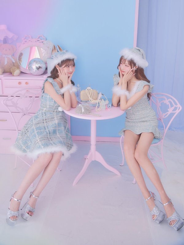 画像5: 【即日発送】【サンタコス4点セット】【S-Lサイズ/1カラー】フレアツイードサンタ[YMT] (5)