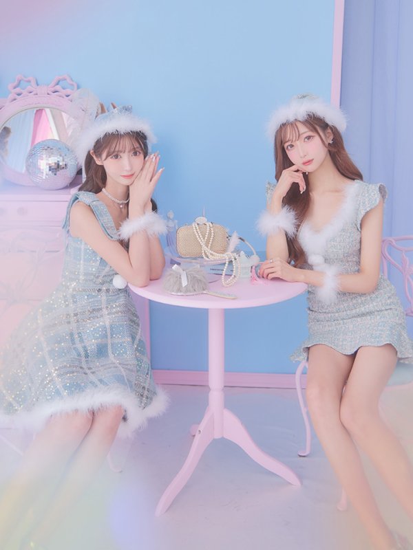 画像6: 【即日発送】【サンタコス4点セット】【S-Lサイズ/1カラー】フレアツイードサンタ[YMT] (6)